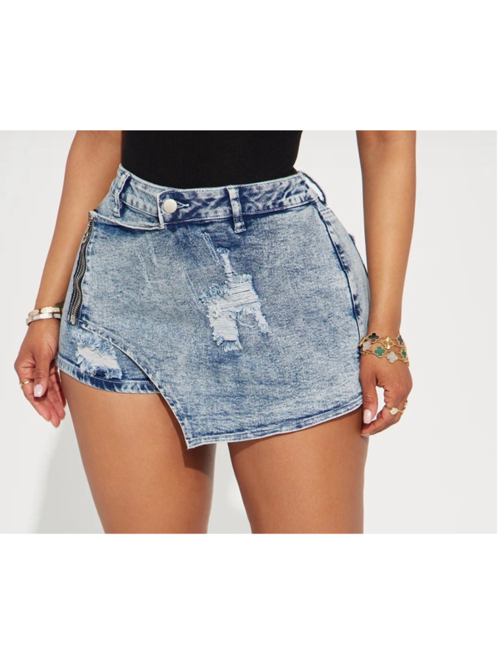Fashion Nova Too Late Denim Wrap Skort. Small. NWT